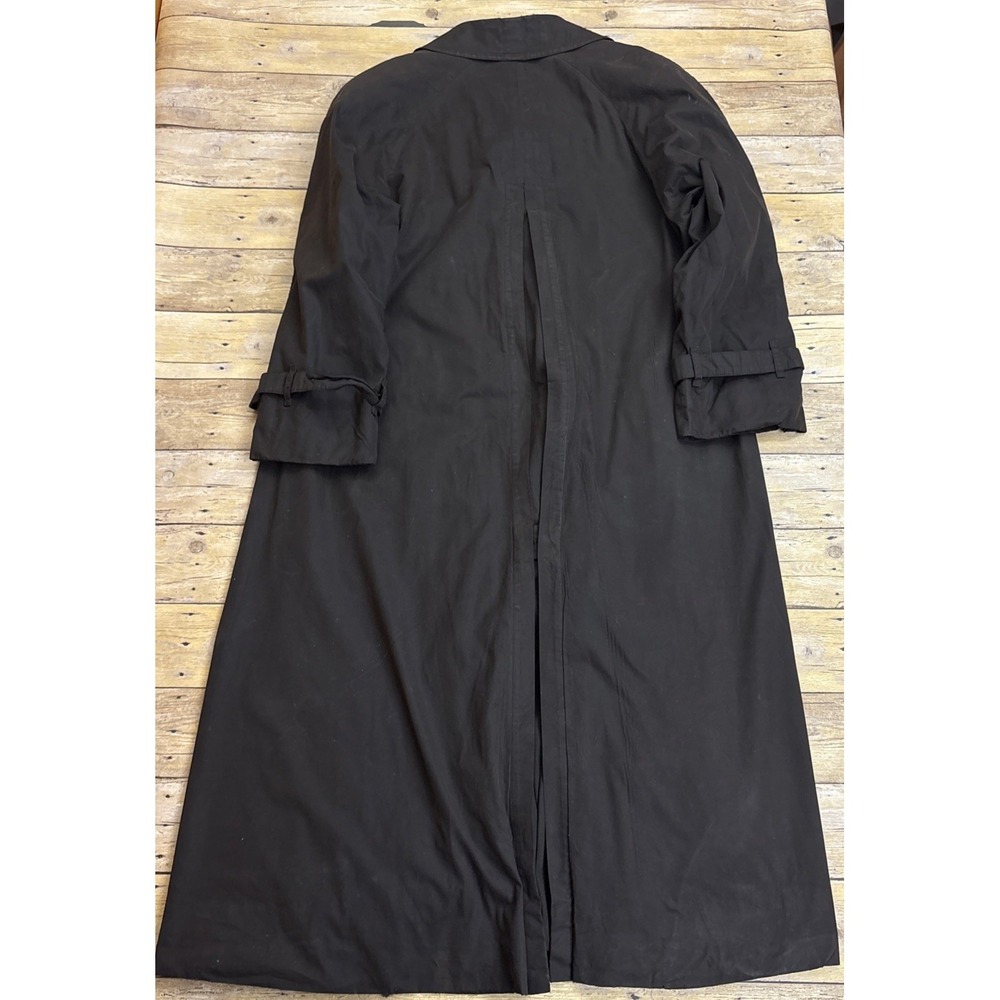 Burberry Trench Coat Women Vintage Wool Dark Brown Size 14 X-Long - Picture 2 of 16